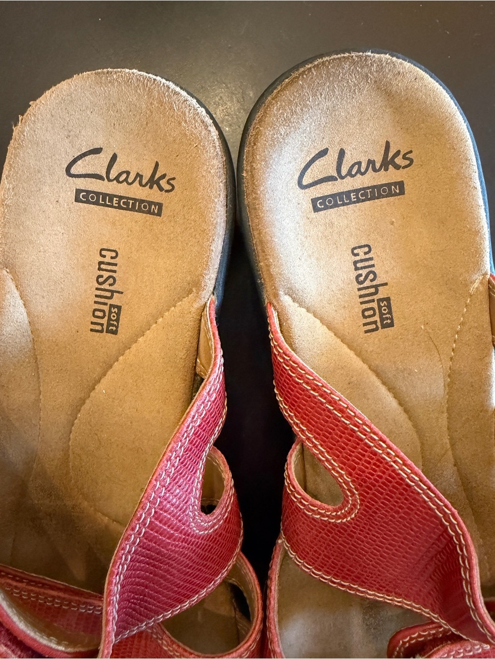 Clarks Women's Delana Damir Leather Slide - red - size 8.5 - Picture 5 of 9